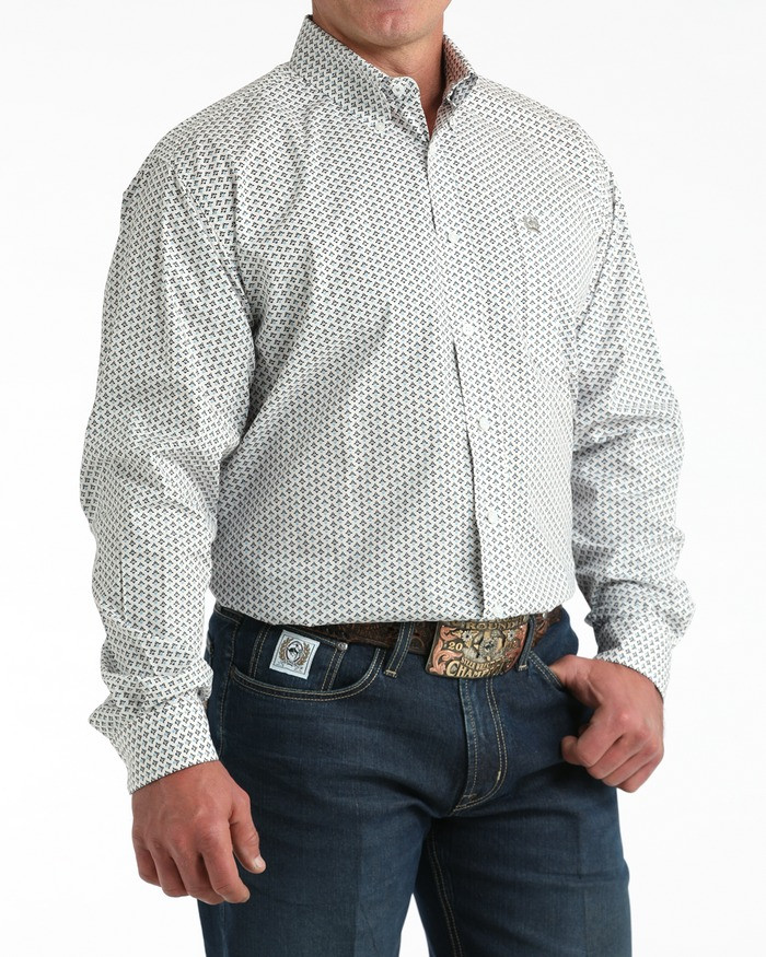 CINCH MENS STRETCH CLASSIC FIT BUTTON-DOWN SHIRT WHITE MTW1106013
