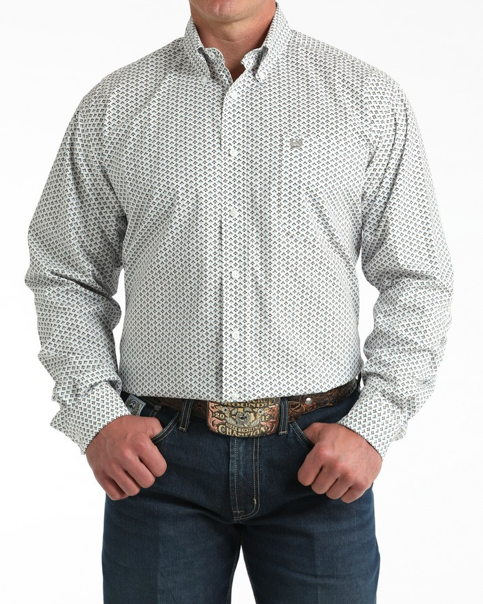 CINCH MENS STRETCH CLASSIC FIT BUTTON-DOWN SHIRT WHITE MTW1106013