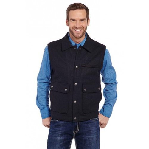 CRIPPLE CREEK MENS WOOL MELTON VEST HEATHER BLACK CR38566-46