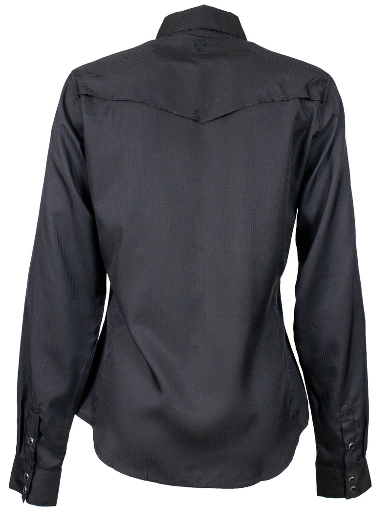HOOEY SOL LADIES LONG SLEEVE PEARL SNAP SHIRT BLACK HT1613BK