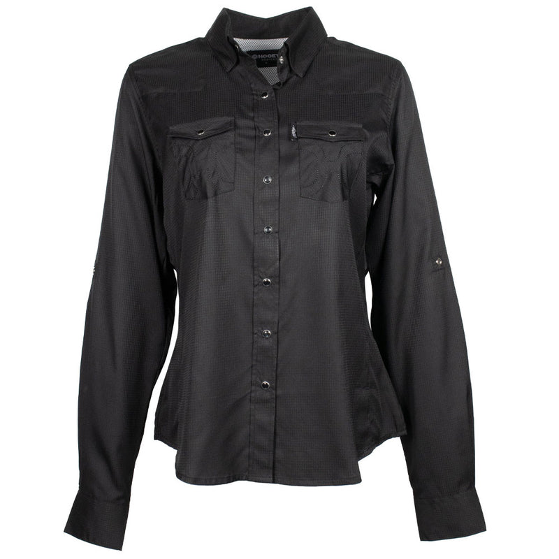 HOOEY SOL LADIES LONG SLEEVE PEARL SNAP SHIRT BLACK HT1613BK