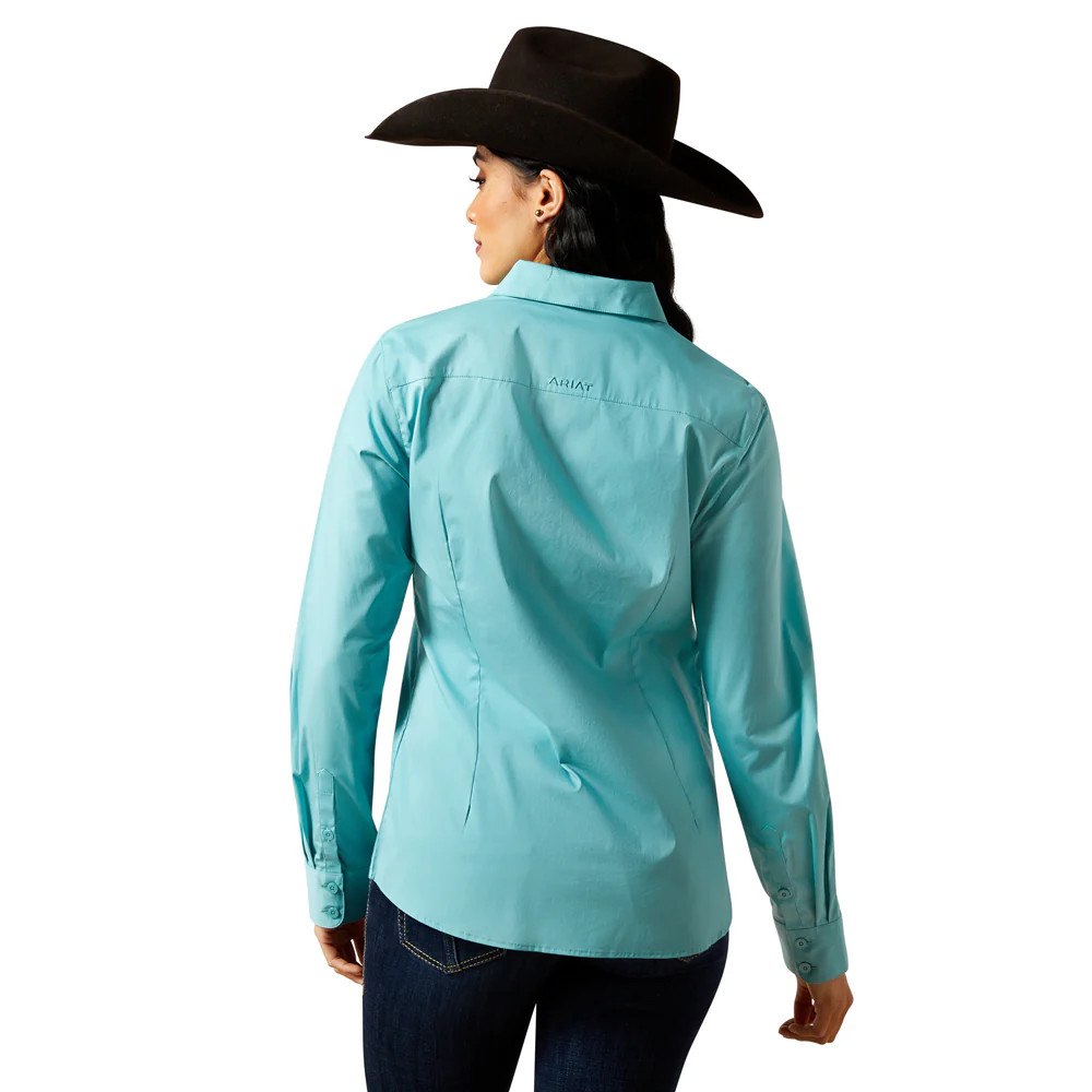 ARIAT WOMENS KIRBY STRETCH LONG SLEEVE AQUA SEA 10062538
