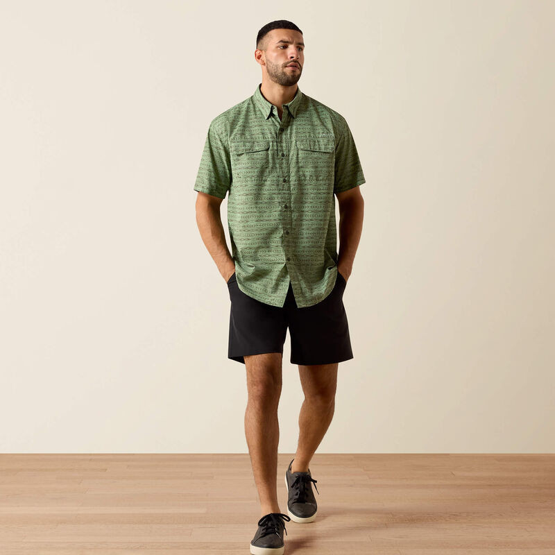 ARIAT PRINTED VENTTEK OUTBOUND CLASSIC FIT SHIRT GREEN 10071053