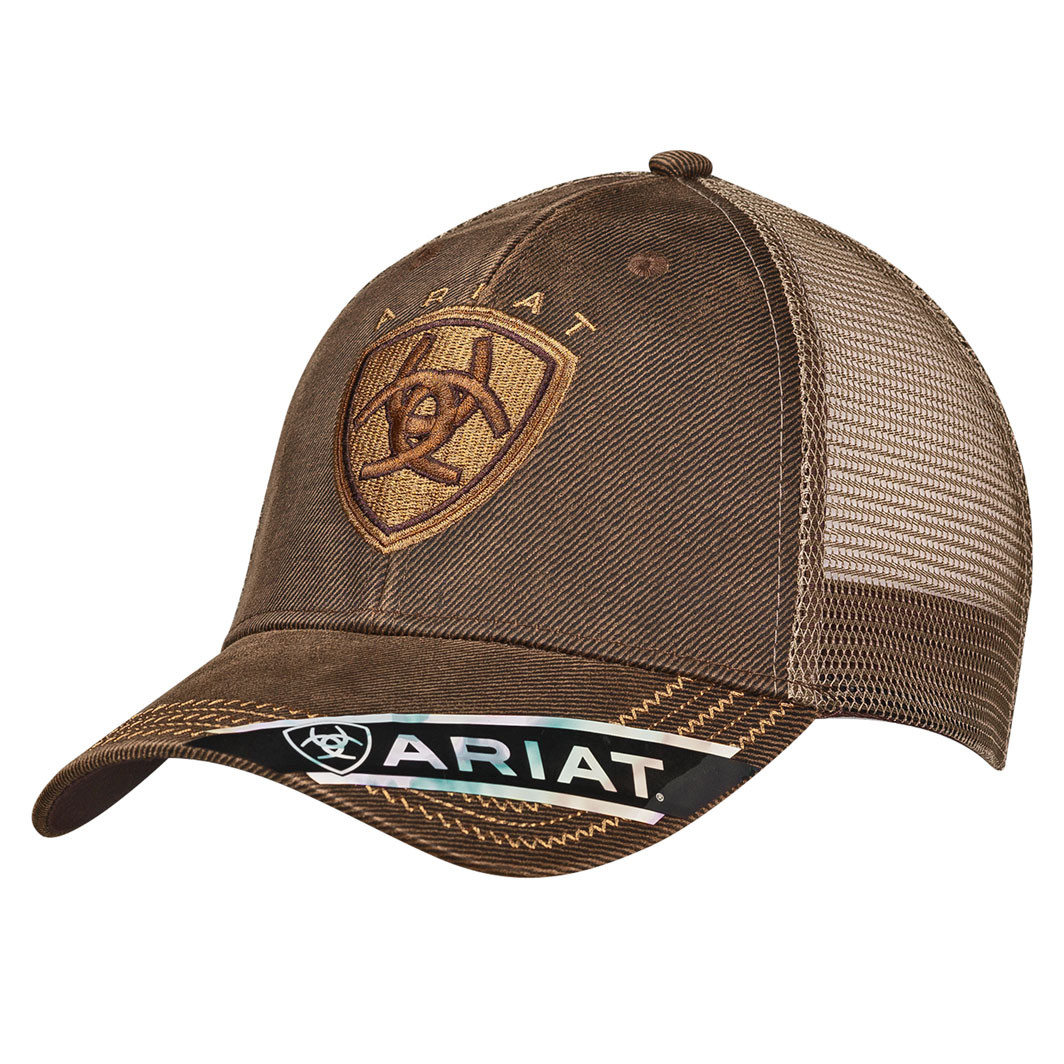 M&F ARIAT MENS OILSKIN MESH BACK CAP BROWN 1515602