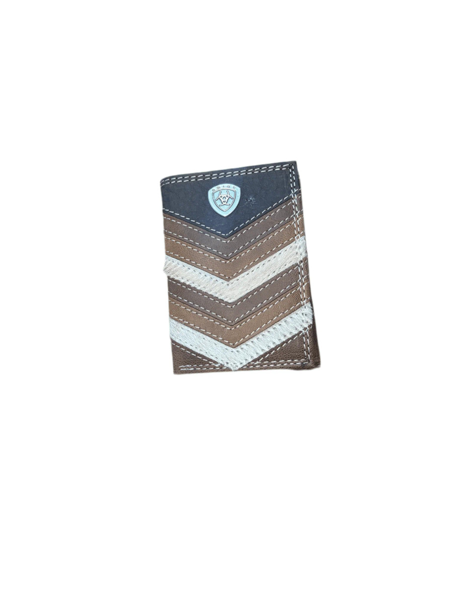 M&F ARIAT MENS CHEVRON PATCHWORK TRIFOLD WALLET A3563797