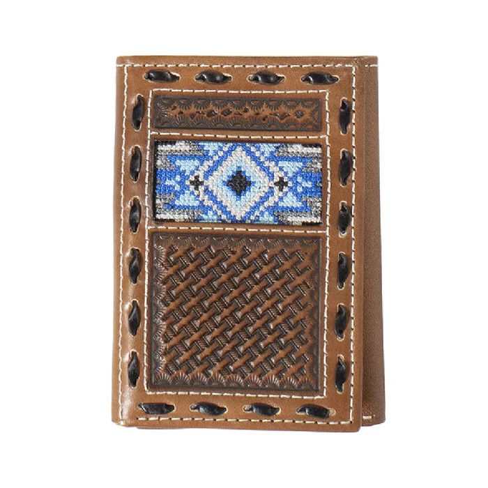 M&F 3D BLUE DIAMOND INLAY BEADED WALLET D250009702