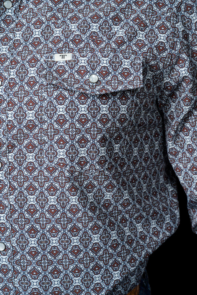 FERRELL THE CONNOR IN BROWN LONG SLEEVE SNAP SHIRT FPL1026006