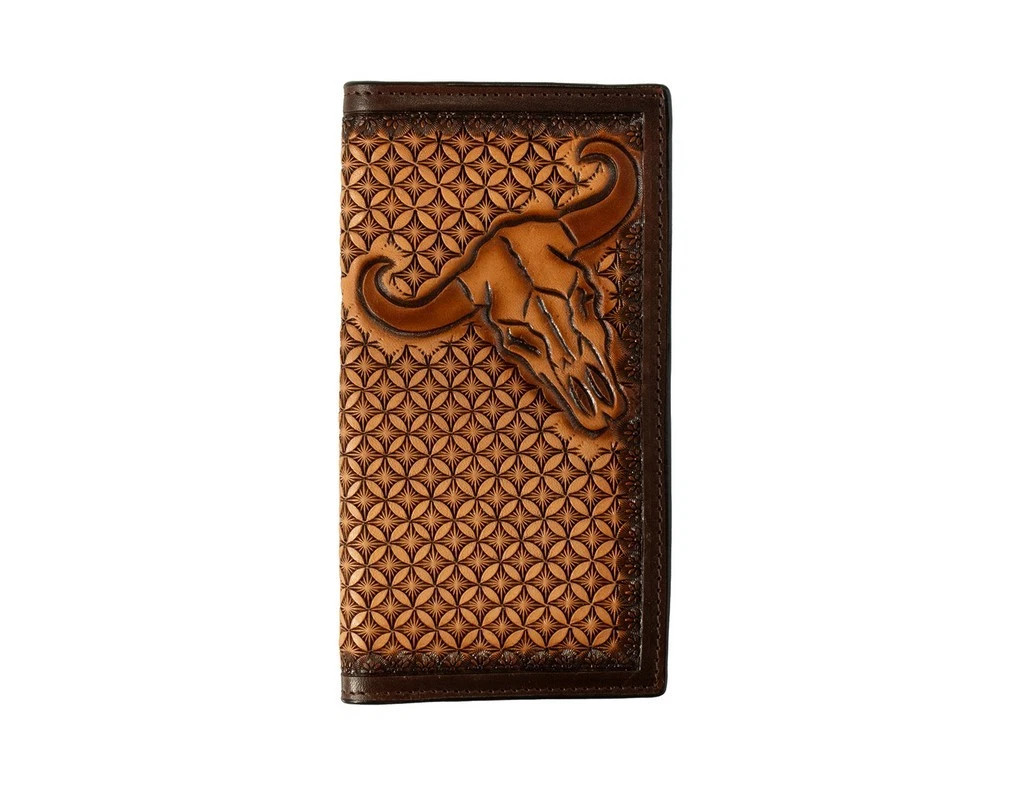 M&F 3D MENS COW SKULL RODEO WALLET BROWN D250015302
