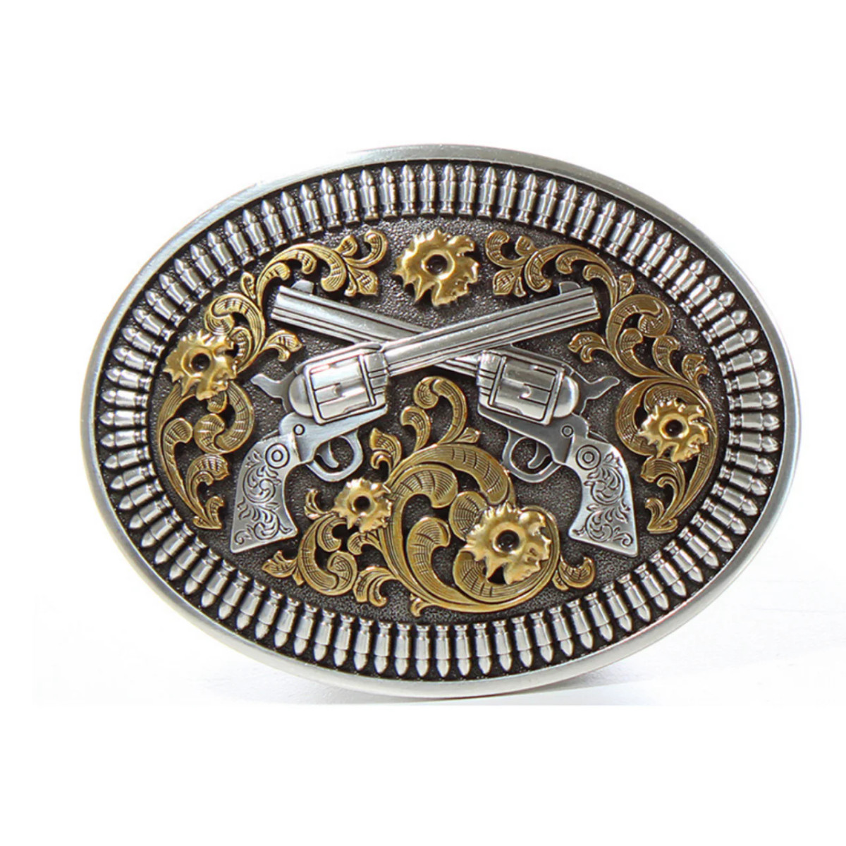 M&F NOCONA OVAL FLORAL REVOLVERS BUCKLE 37009