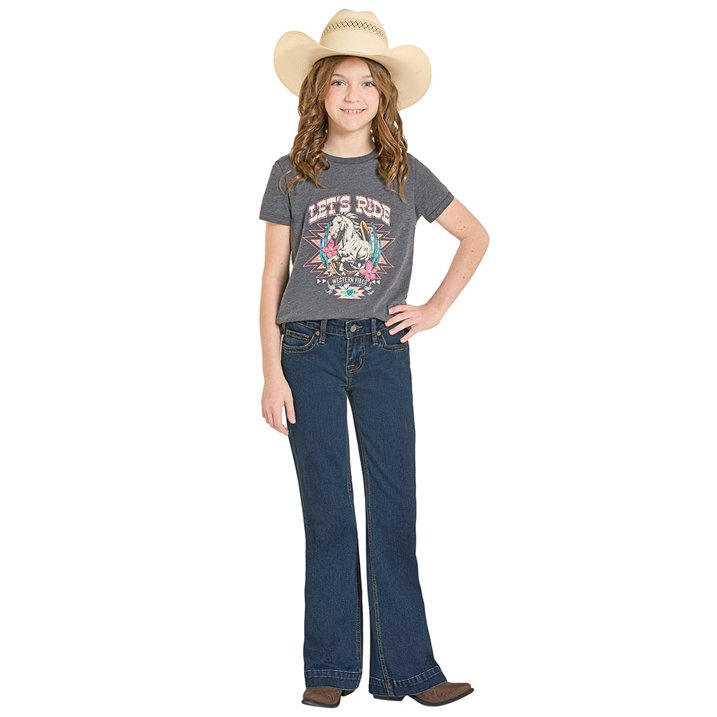 ROCK & ROLL GIRLS BOOT STITCH TROUSER DARK WASH BG5MD08625