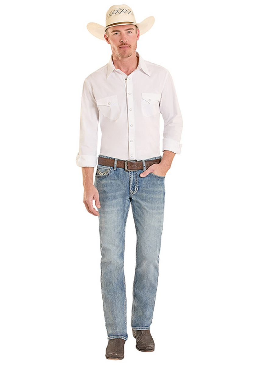 ROCK & ROLL MENS REVOLVER STEP STITCH EMBROIDERED JEAN BM1RD08588