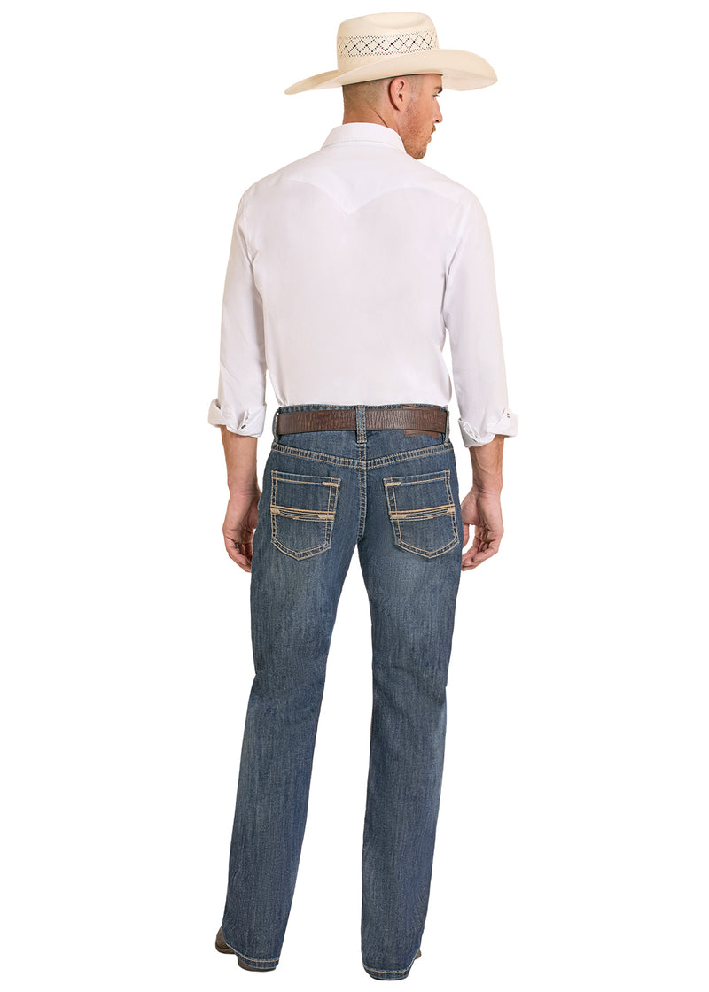 ROCK & ROLL MENS DOUBLE BARREL STRAIGHT BOOTCUT MEDIUM WASH BM0SD08574