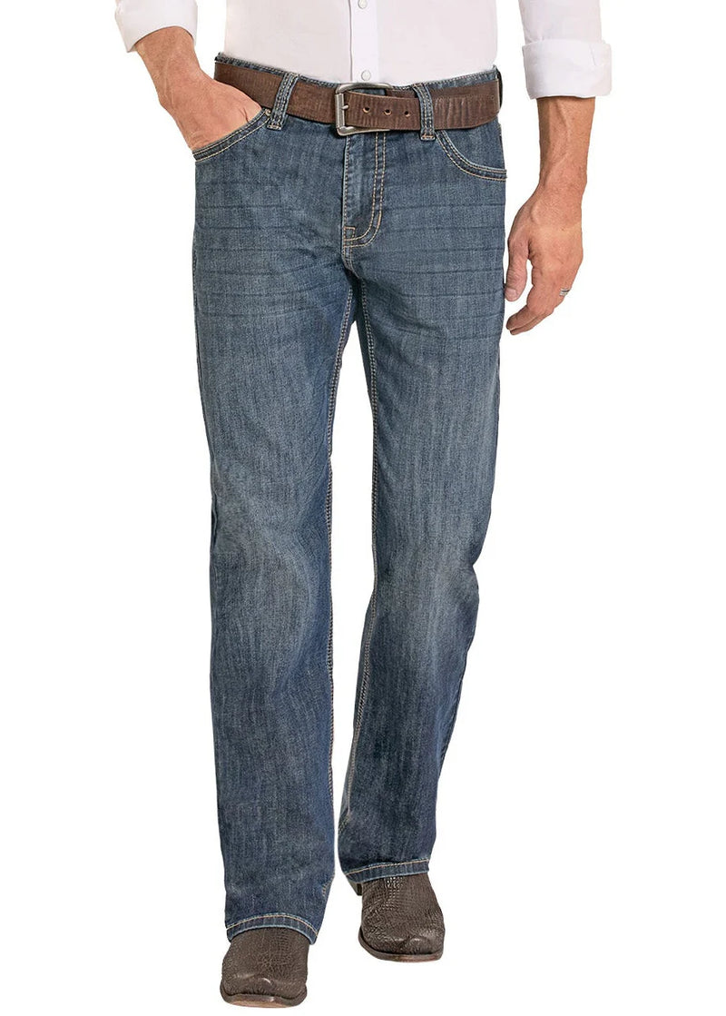 ROCK & ROLL MENS DOUBLE BARREL STRAIGHT BOOTCUT MEDIUM WASH BM0SD08574