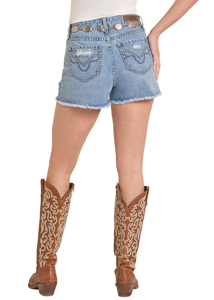 ROCK & ROLL WOMENS DENIM DISTRESSED SHORTS BW68D08506