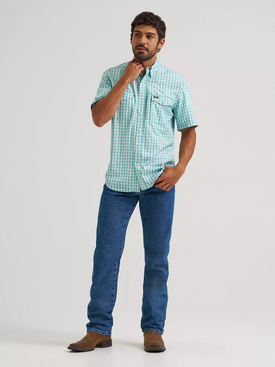 WRANGLER MENS ATG PLAID PERFORMANCE SHIRT LATIGO BAY 2375131