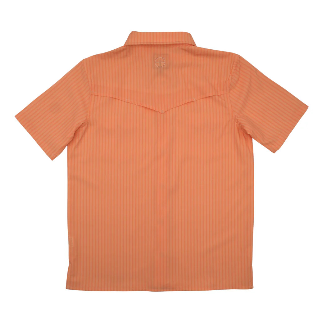 SAN JAC YOUTH SHORT SLEEVE PEARL SNAP SHIRT PEACH STRIPE YTH-SS-PSTP
