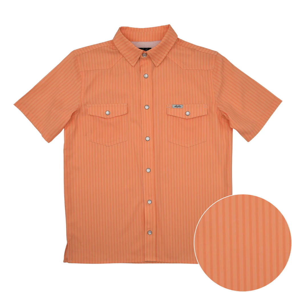 SAN JAC YOUTH SHORT SLEEVE PEARL SNAP SHIRT PEACH STRIPE YTH-SS-PSTP