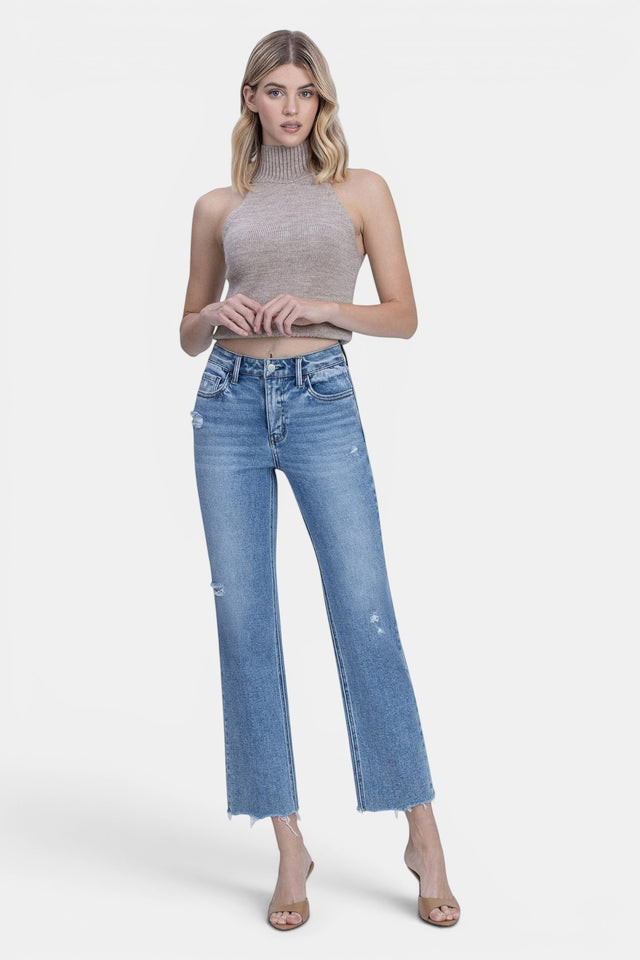 FLYING MONKEY HIGH RISE ANKLE STRAIGHT JEANS F6322