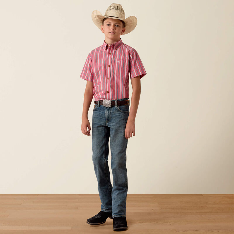 ARIAT PRO SERIES BOBBY SHIRT HIBISCUS RED STRIPE 10073638