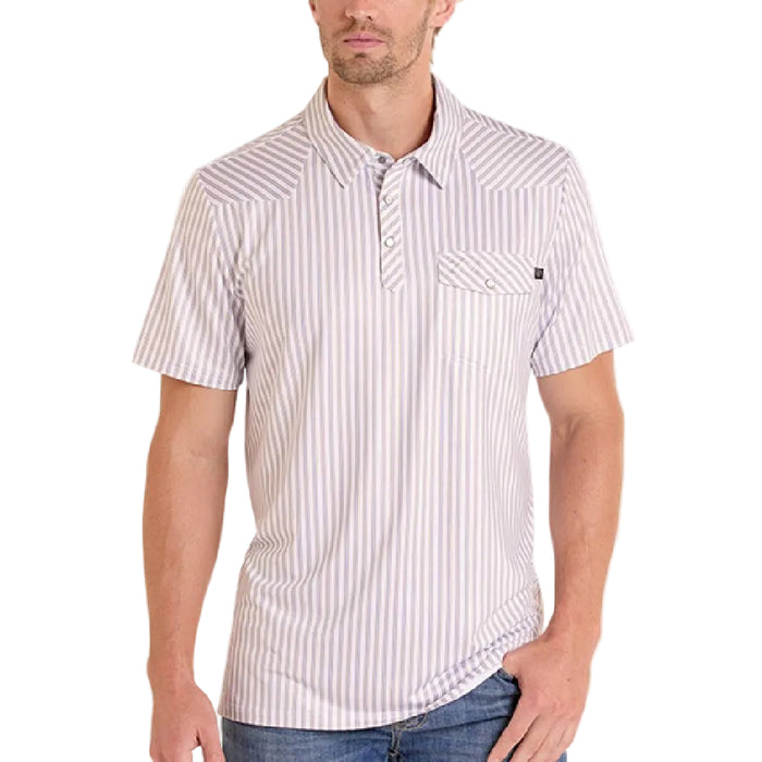 ROCK & ROLL WHITE STRIPED WESTERN POLO BM51T09335