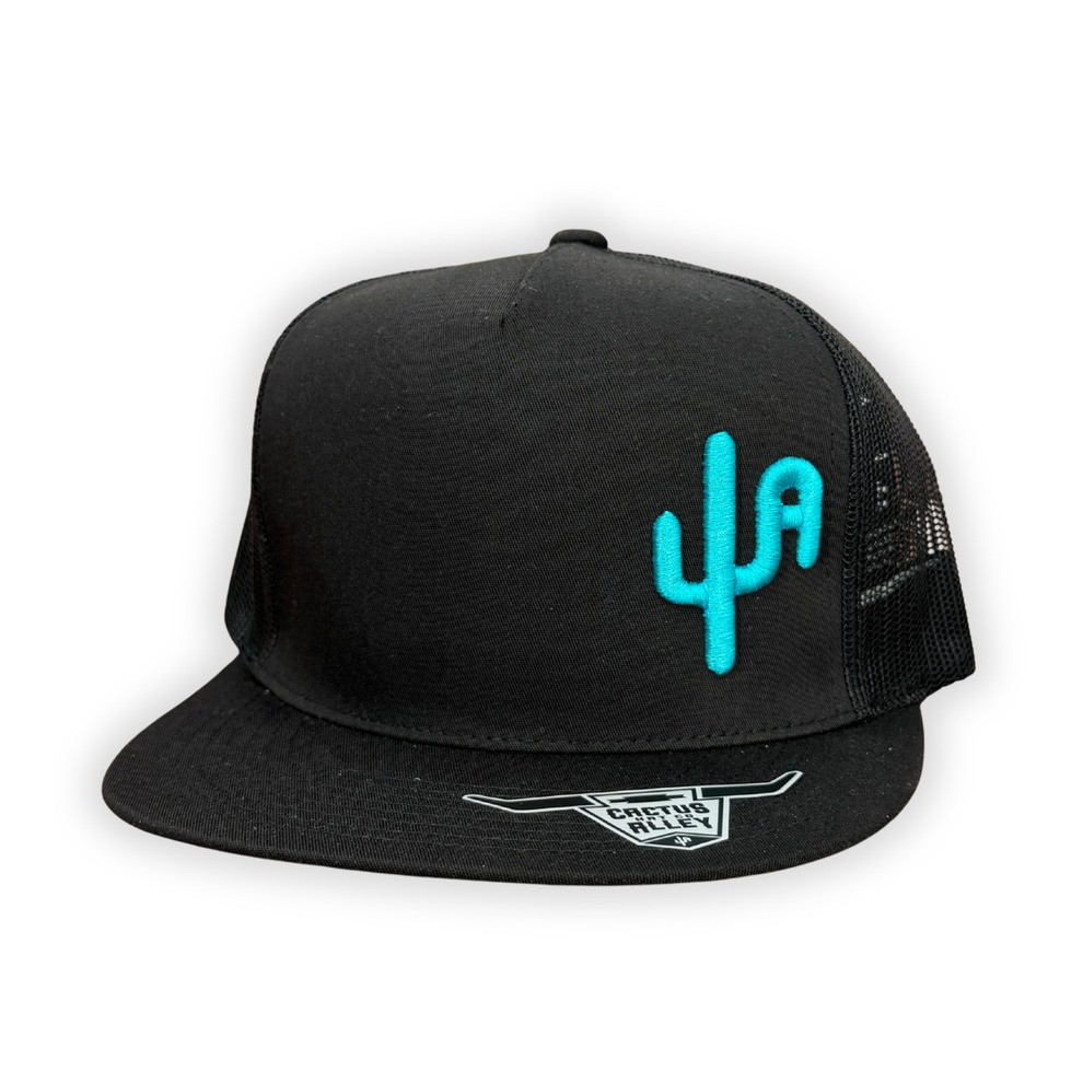 CACTUS ALLEY PUFF DADDY TURQUOISE PUFF SNAPBACK CAP BLACK 6006BLK-S139TRQ 