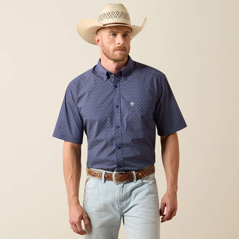ARIAT BROGAN CLASSIC FIT SHIRT PATRIOT BLUE ABSTRACT PRINT 10073589