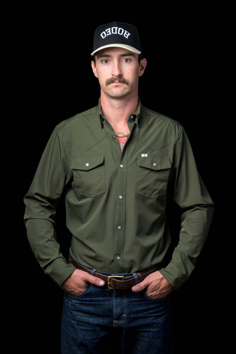 FERRELL CORE MEN'S LONG SLEEVE SNAP SHIRT OLIVE GREEN FSL1002332