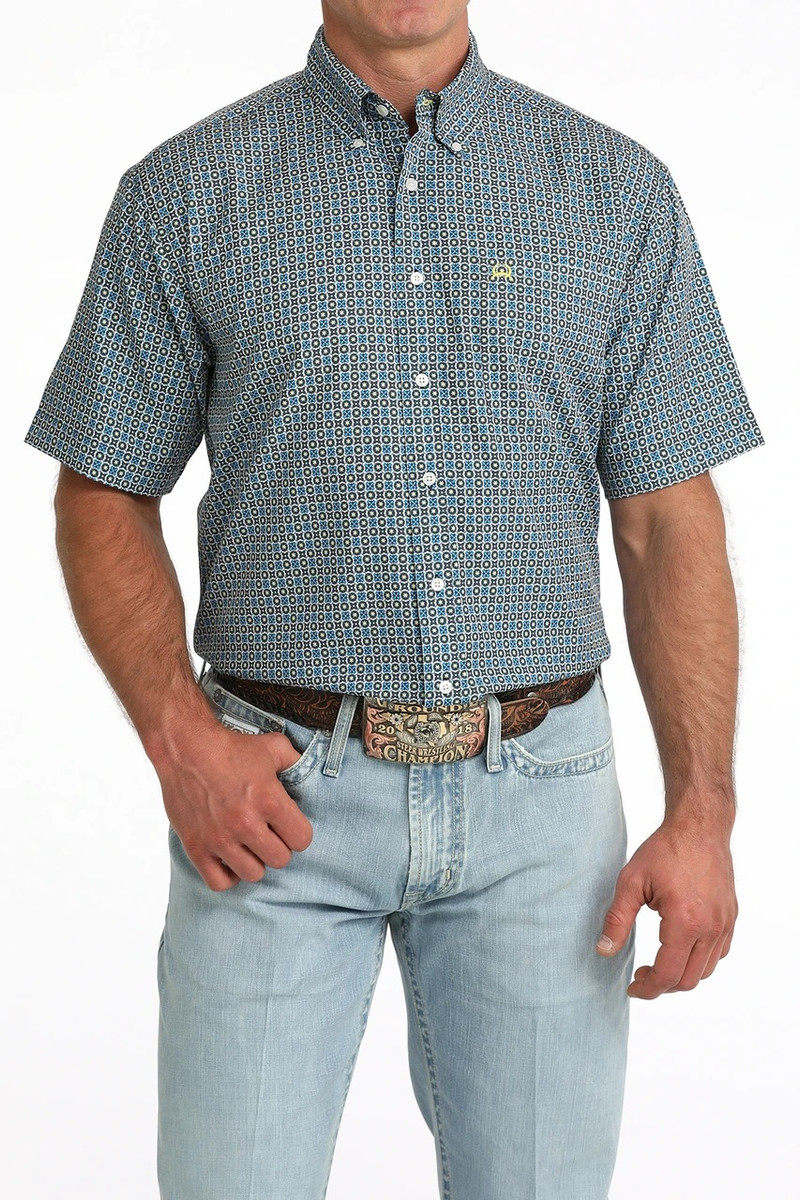 CINCH ARENAFLEX GEOMETRIC PRINT SHORT SLEEVE MULTI BLUE MTW1704167