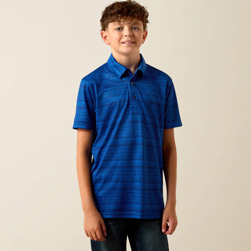 ARIAT ALL OVER PRINT POLO BLUE QUARTZ TRIBAL STRIPE 10073490
