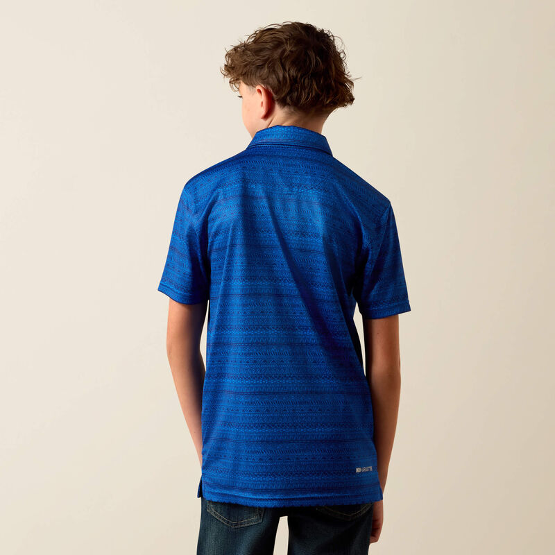ARIAT ALL OVER PRINT POLO BLUE QUARTZ TRIBAL STRIPE 10073490