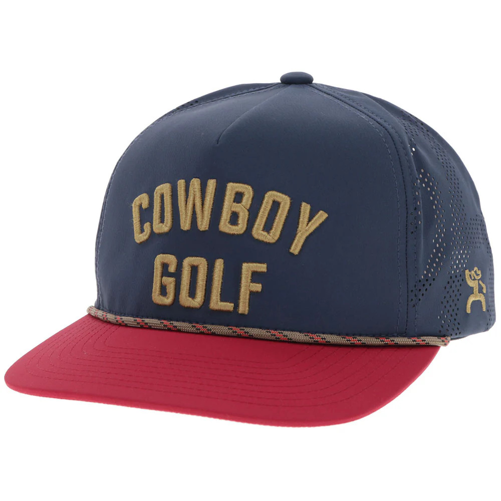 HOOEY "COWBOY GOLF" HAT NAVY & RED W/ GOLD STITCHING 2516T-NVRD