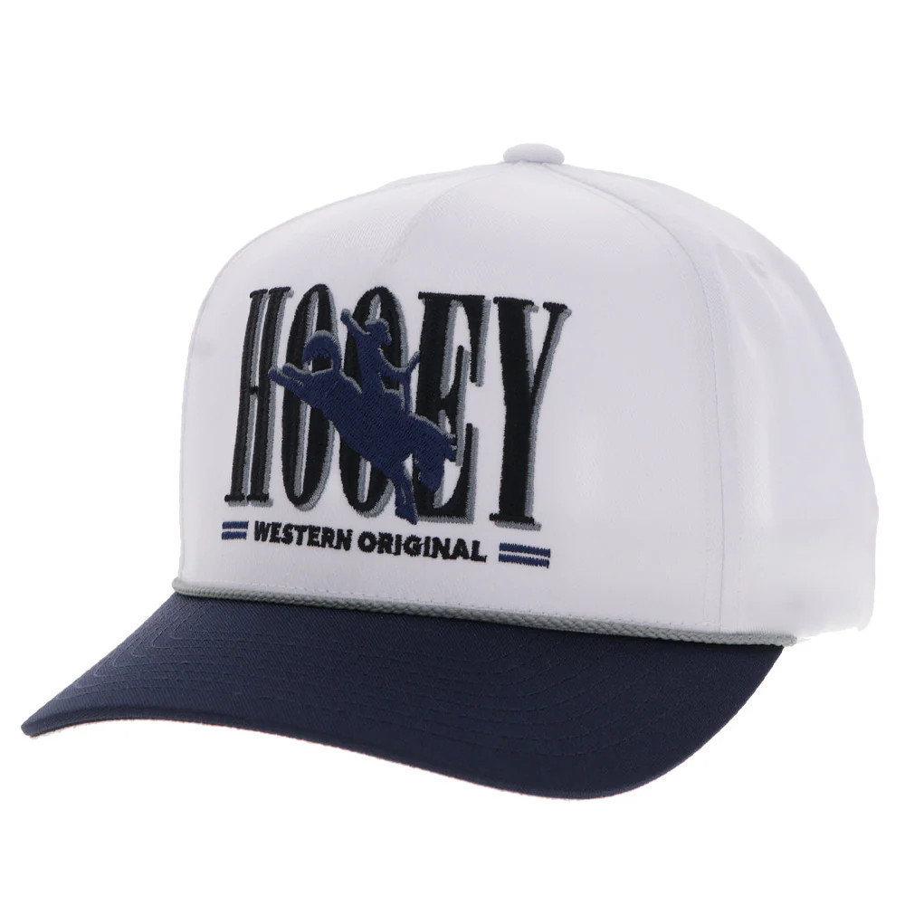 HOOEY "WILD RIDE" HAT WHITE W/ NAVY EMBROIDERED LOGO 2569T-WHNV