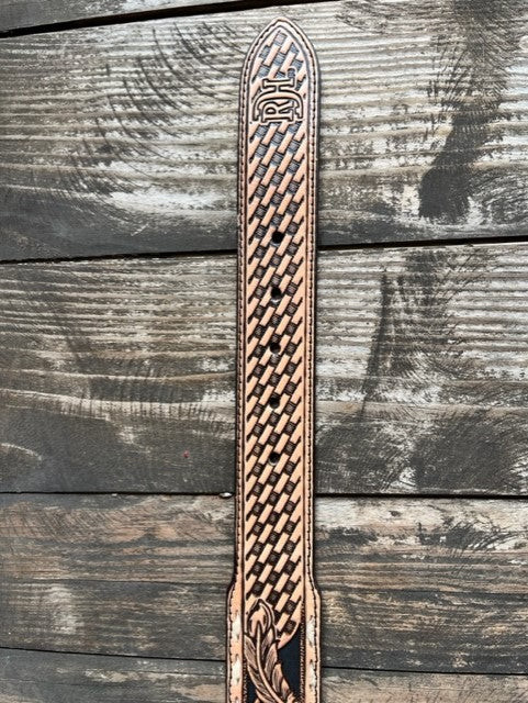 TRENDITIONS MEN'S FEATHER TOOLED LEATHER BELT 23133BE1
