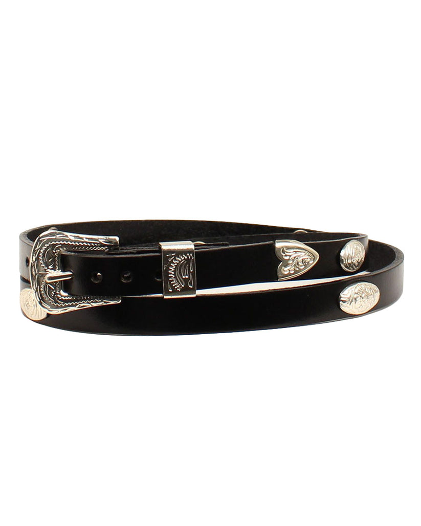 M&F 3D SMOOTH BLACK LEATHER WITH SILVER TONE HATBAND BUCKLE DH60A