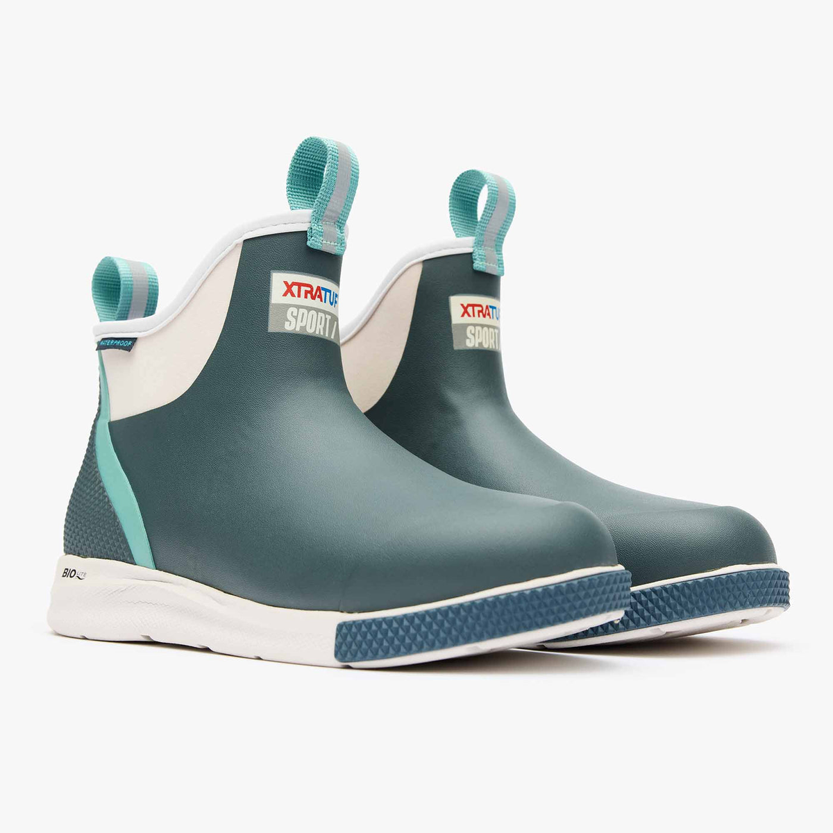 XTRATUF WOMENS ANKLE DECK BOOT SPORT STORMY BLUE XADSW109