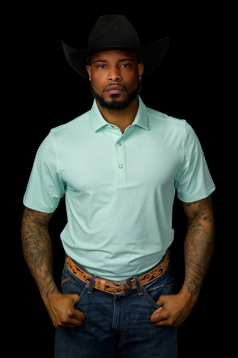 FERRELL THE CARSON PEARL SNAP POLO IN MINT FP1026119