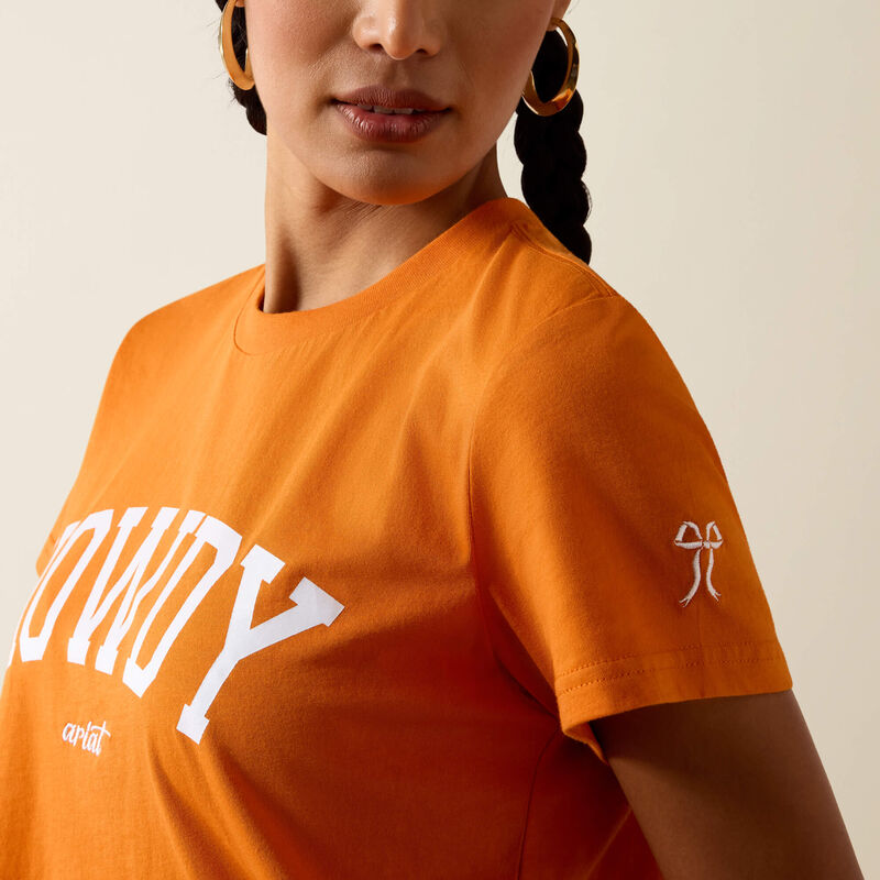 ARIAT COLLEGIATE HOWDY T-SHIRT ORANGE/WHITE 10079901