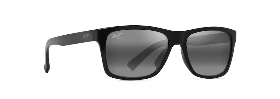 MAUI JIM KŌWELO POLARIZED RECTANGULAR SUNGLASSES SHINY BLACK 345-02