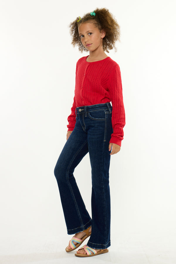 KANCAN ASTER MID RISE KIDS FLARE JEANS DARK WASH YCFL30001D
