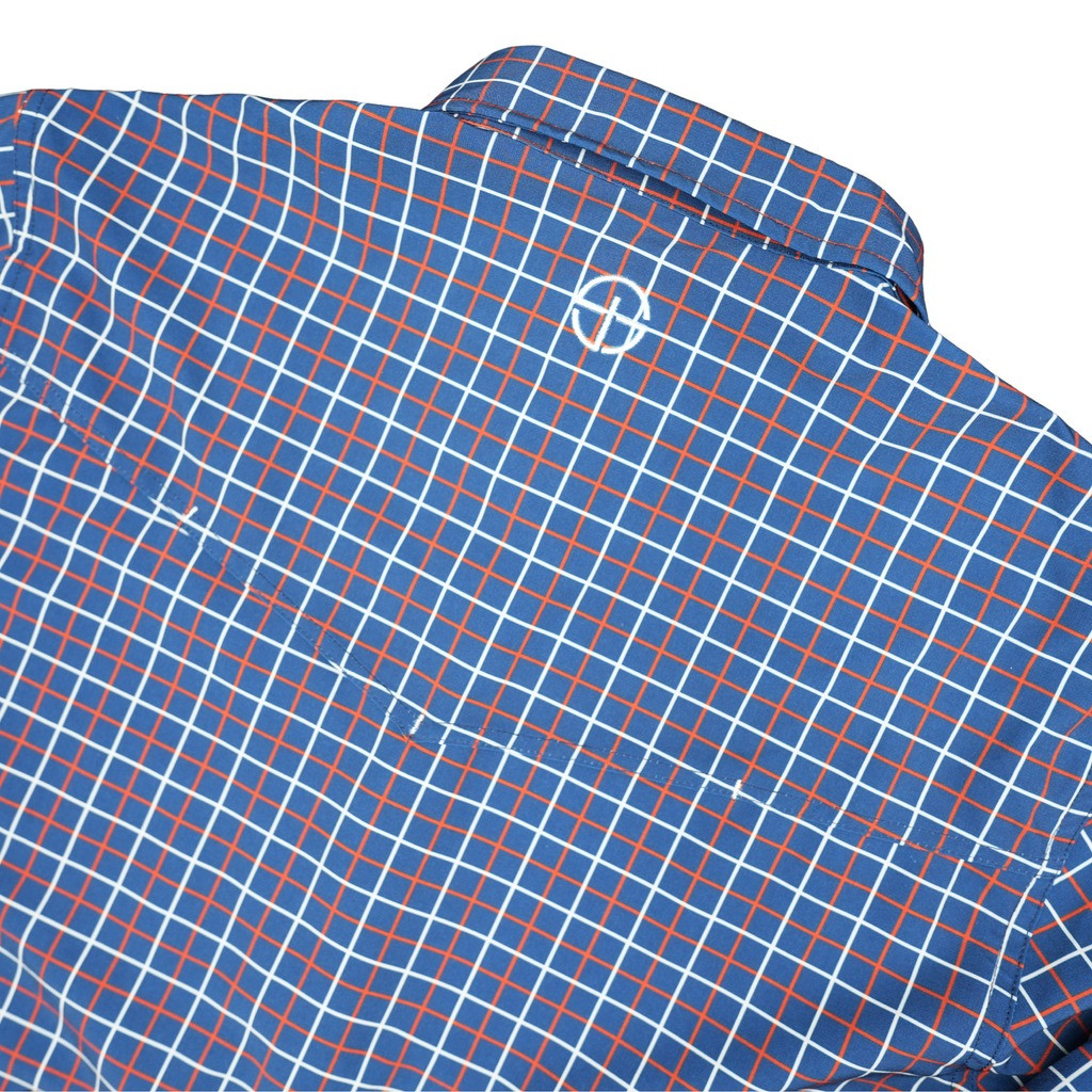 SAN JAC MENS LONG SLEEVE PERFORMANCE PEARL SNAP SHIRT GRID COA-LS-GRID