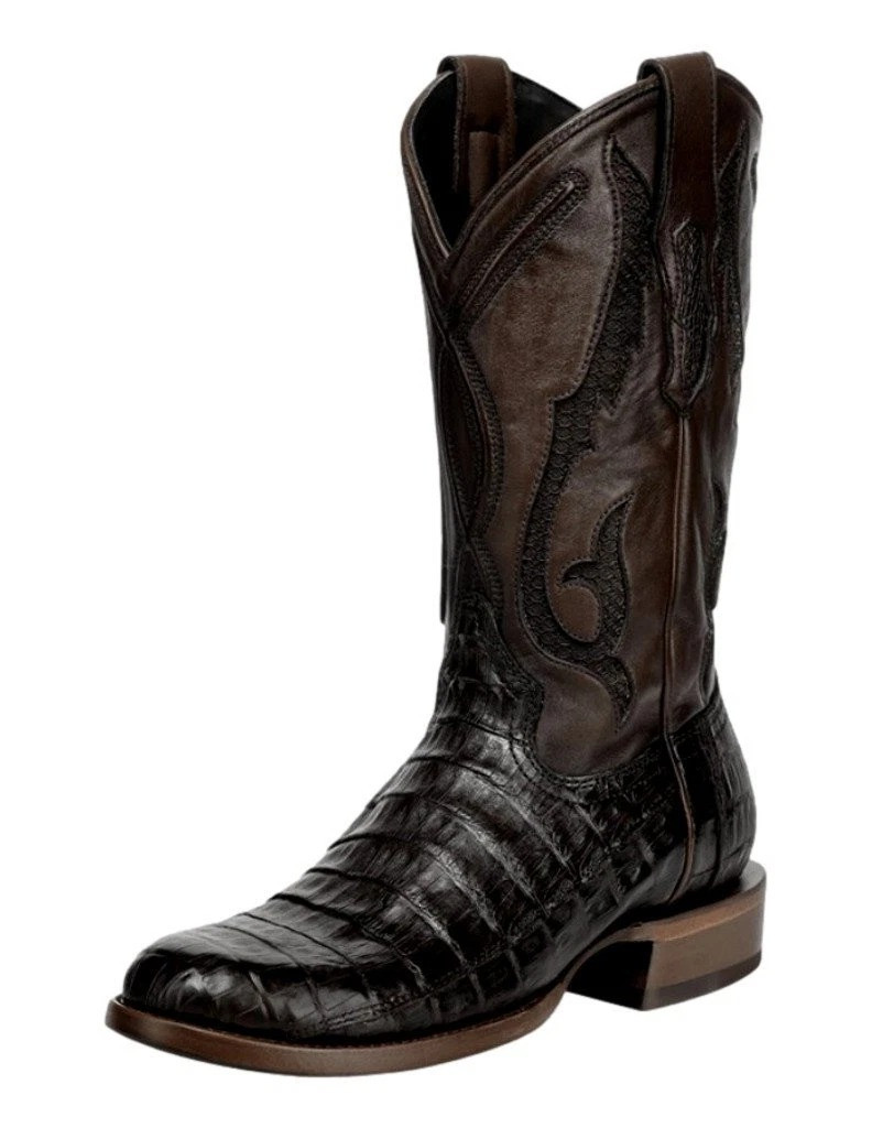 CORRAL MENS BROWN CAIMAN INLAY ROUND TOE WESTERN BOOTS A5101