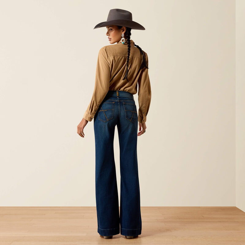ARIAT PERFECT RISE PETRA FLIPSIDE WIDE LEG JEANS ATMORE 10079122