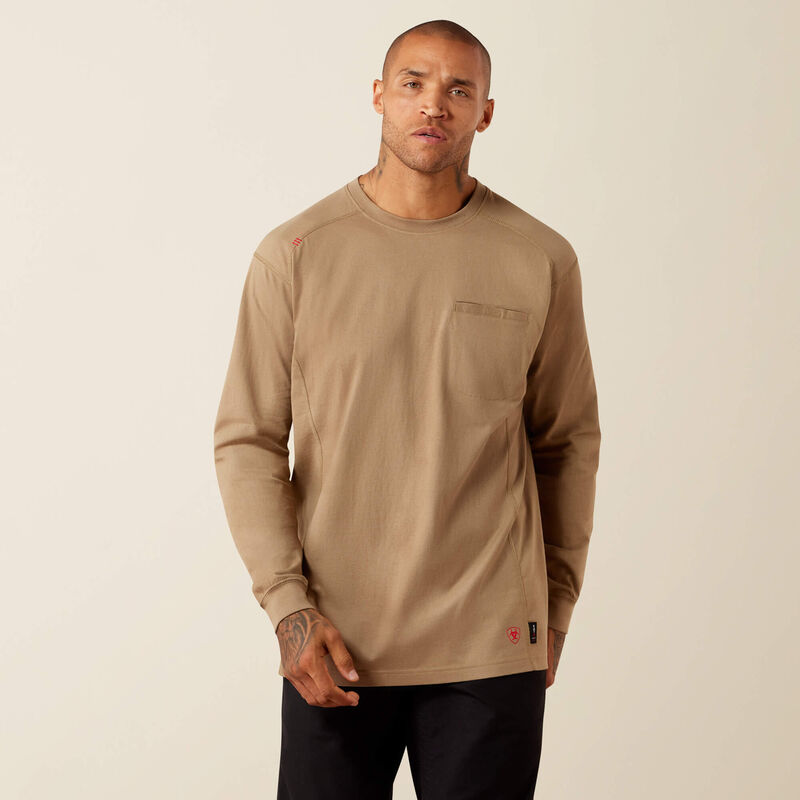 ARIAT FR AIR CREW T-SHIRT FIELD KHAKI 10079173