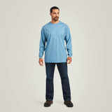 ARIAT MENS FR AC CREW LS T-SHRT STEEL 10039398