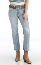 CRUEL WOMENS HANNAH MODERATE RISE CROP JEANS LIGHT STONE CB75254001