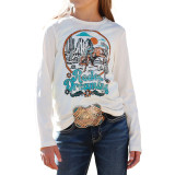 CINCH GIRLS RODEO DREAMING LONG SLEEVE T-SHIRT WHITE CTK8990007