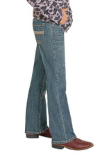 ROCK & ROLL BOYS REGULAR FIT PLEATHER STITCH BOOTCUT JEANS BB0BD08052