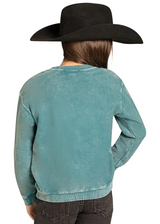 ROCK & ROLL GIRLS HOWDY GRAPHIC PULLOVER TURQUOISE BG91T08045