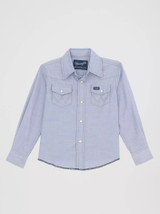 WRANGLER KIDS COWBOY CUT WESTERN SNAP SHIRT BLUE CHAMBRAY BW7013B