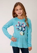 ROPER GIRLS TURQUOISE JERSEY KNIT TEE 03-009-0513-6116